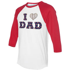 Boston Red Sox Tiny Turnip Women's I Love Dad 3/4-Sleeve Raglan T-Shirt - White/Red
