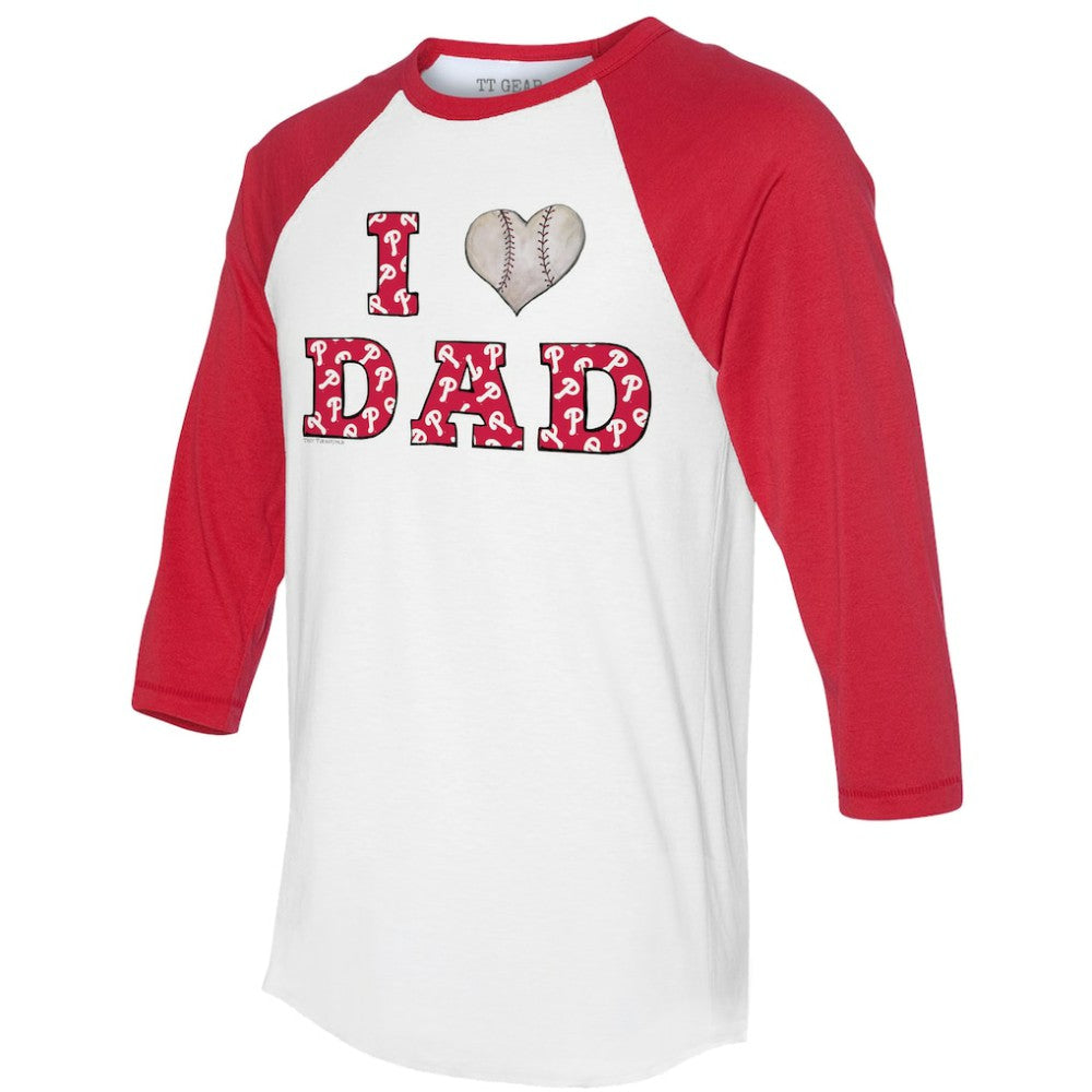 Philadelphia Phillies Tiny Turnip Women's I Love Dad 3/4-Sleeve Raglan T-Shirt - White/Red