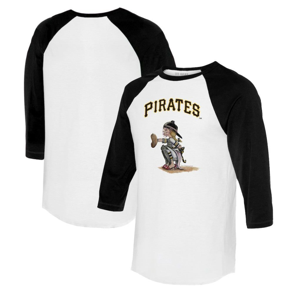 Pittsburgh Pirates Tiny Turnip Women's Kate 3/4-Sleeve Raglan T-Shirt - White/Black
