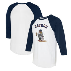 Houston Astros Tiny Turnip Women's Kate 3/4-Sleeve Raglan T-Shirt - White/Navy
