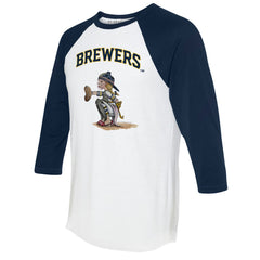 Milwaukee Brewers Tiny Turnip Women's Kate 3/4-Sleeve Raglan T-Shirt - White/Navy