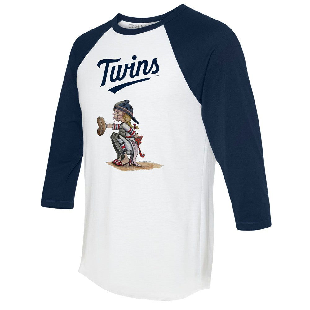 Minnesota Twins Tiny Turnip Women's Kate 3/4-Sleeve Raglan T-Shirt - White/Navy