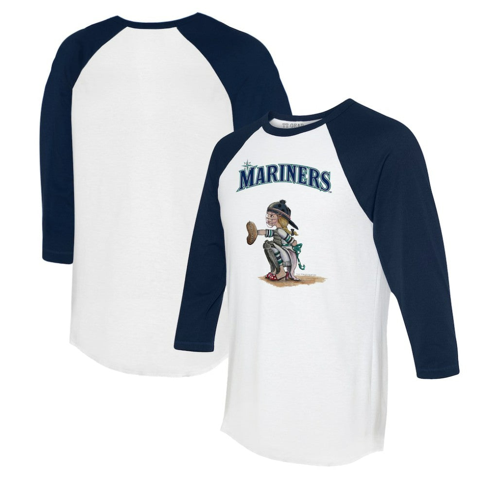 Seattle Mariners Tiny Turnip Women's Kate 3/4-Sleeve Raglan T-Shirt - White/Navy