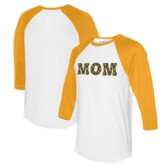 San Diego Padres Tiny Turnip Women's Logo Mom 3/4-Sleeve Raglan T-Shirt - White/Gold