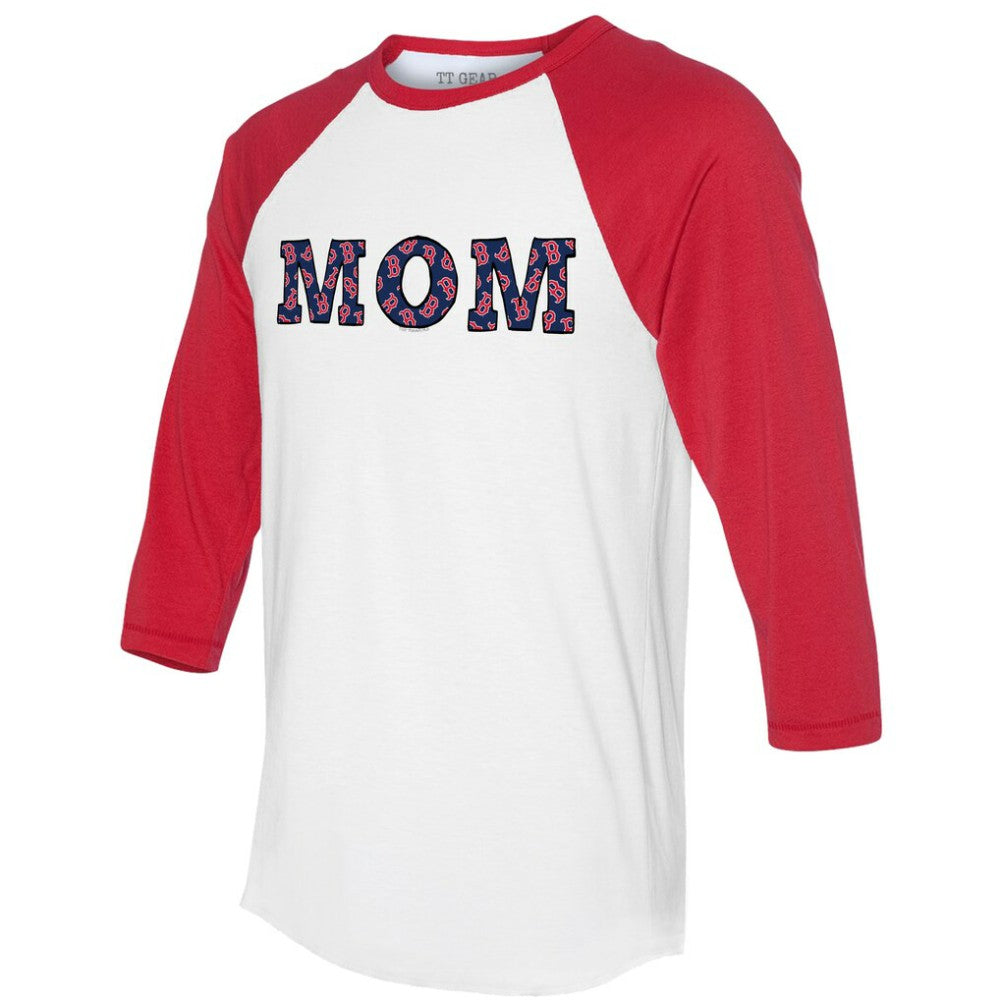 Boston Red Sox Tiny Turnip Women's Logo Mom 3/4-Sleeve Raglan T-Shirt - White/Red