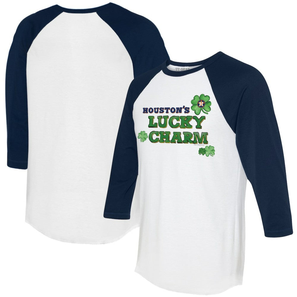 Houston Astros Tiny Turnip Women's Lucky Charm 3/4-Sleeve Raglan T-Shirt - White/Navy