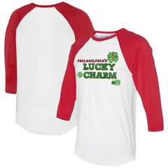 Philadelphia Phillies Tiny Turnip Women's Lucky Charm 3/4-Sleeve Raglan T-Shirt - White/Red