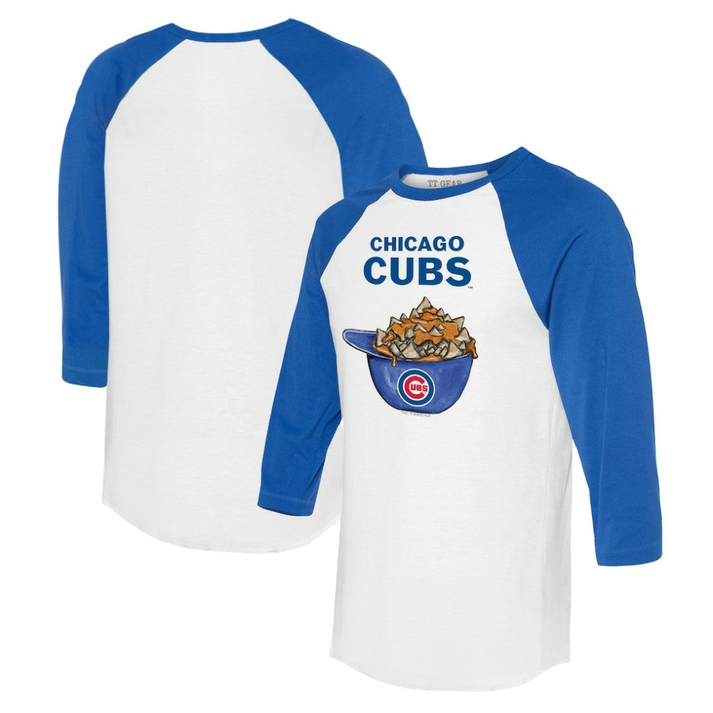 Chicago Cubs Tiny Turnip Women's Nacho Helmet 3/4-Sleeve Raglan T-Shirt - White/Royal