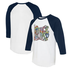 Tampa Bay Rays Tiny Turnip Women's Peace Love Baseball 3/4-Sleeve Raglan T-Shirt - White/Navy