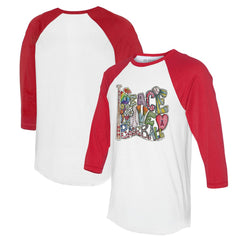 Los Angeles Angels Tiny Turnip Women's Peace Love Baseball 3/4-Sleeve Raglan T-Shirt - White/Red