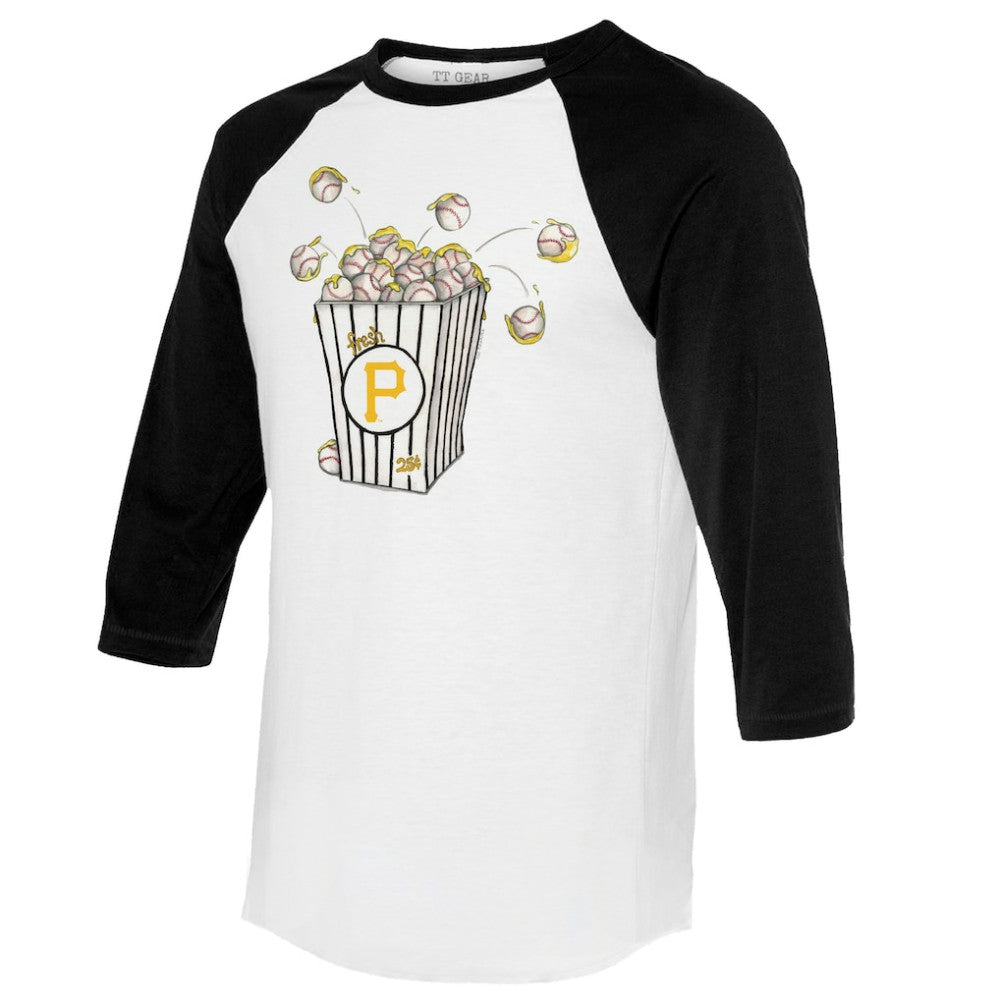 Pittsburgh Pirates Tiny Turnip Women's Popcorn 3/4-Sleeve Raglan T-Shirt - White/Black