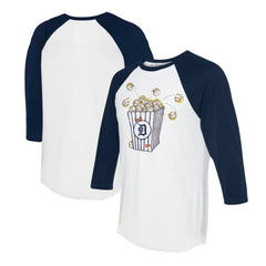 Detroit Tigers Tiny Turnip Women's Popcorn 3/4-Sleeve Raglan T-Shirt - White/Navy