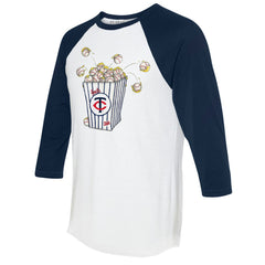 Minnesota Twins Tiny Turnip Women's Popcorn 3/4-Sleeve Raglan T-Shirt - White/Navy