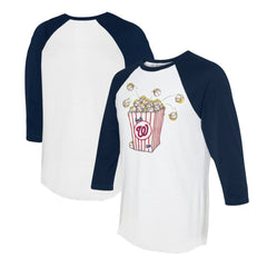 Washington Nationals Tiny Turnip Women's Popcorn 3/4-Sleeve Raglan T-Shirt - White/Navy