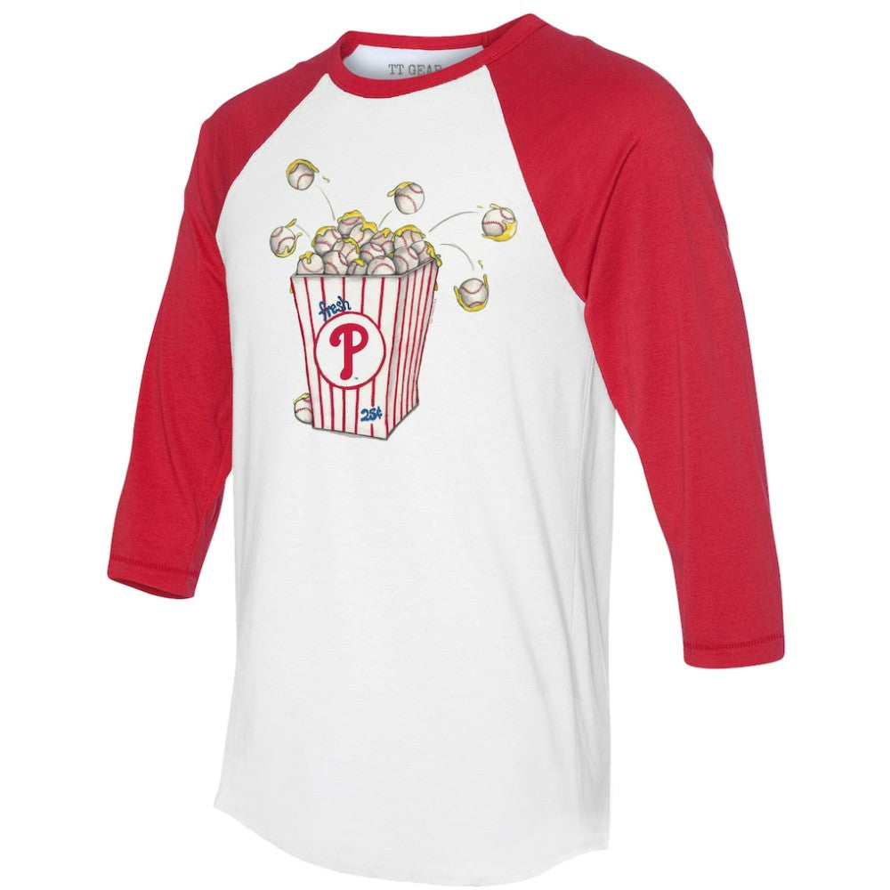Philadelphia Phillies Tiny Turnip Women's Popcorn 3/4-Sleeve Raglan T-Shirt - White/Red