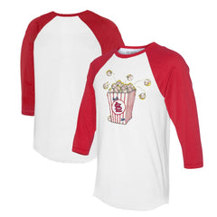 St. Louis Cardinals Tiny Turnip Women's Popcorn 3/4-Sleeve Raglan T-Shirt - White/Red