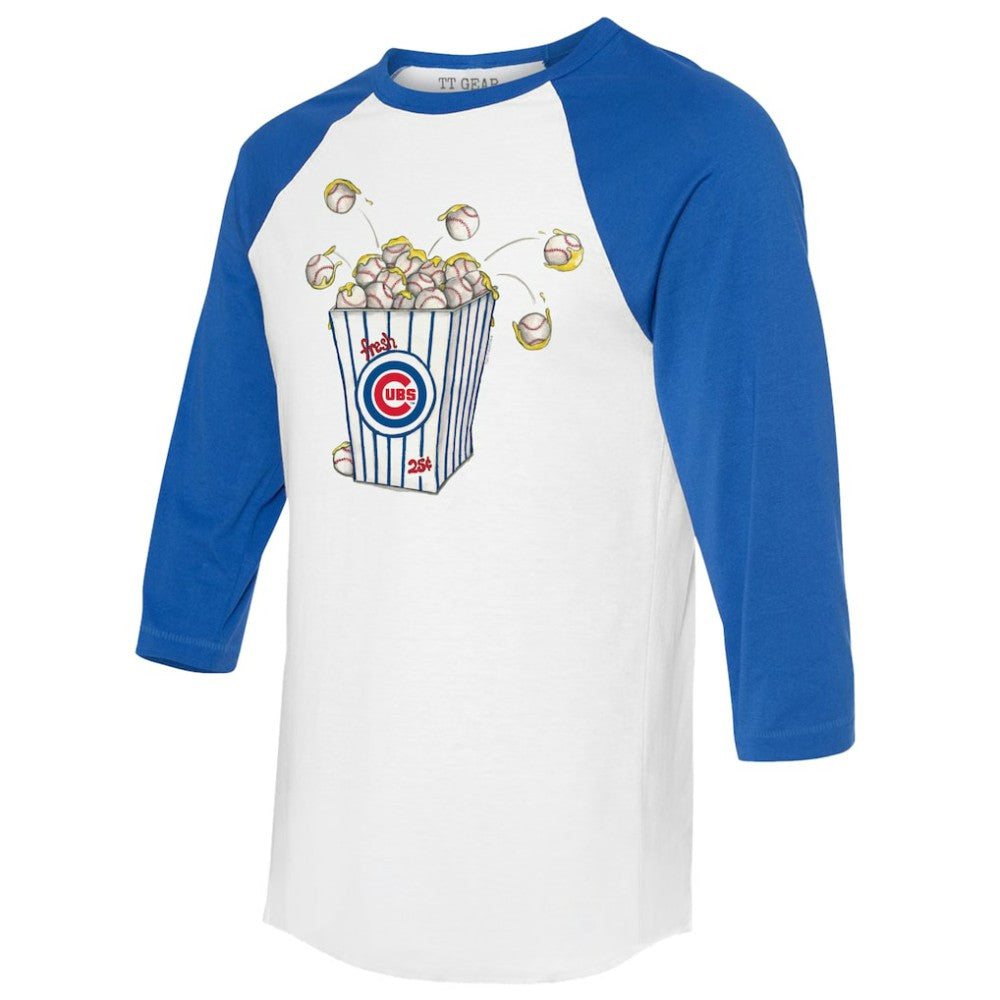 Chicago Cubs Tiny Turnip Women's Popcorn 3/4-Sleeve Raglan T-Shirt - White/Royal
