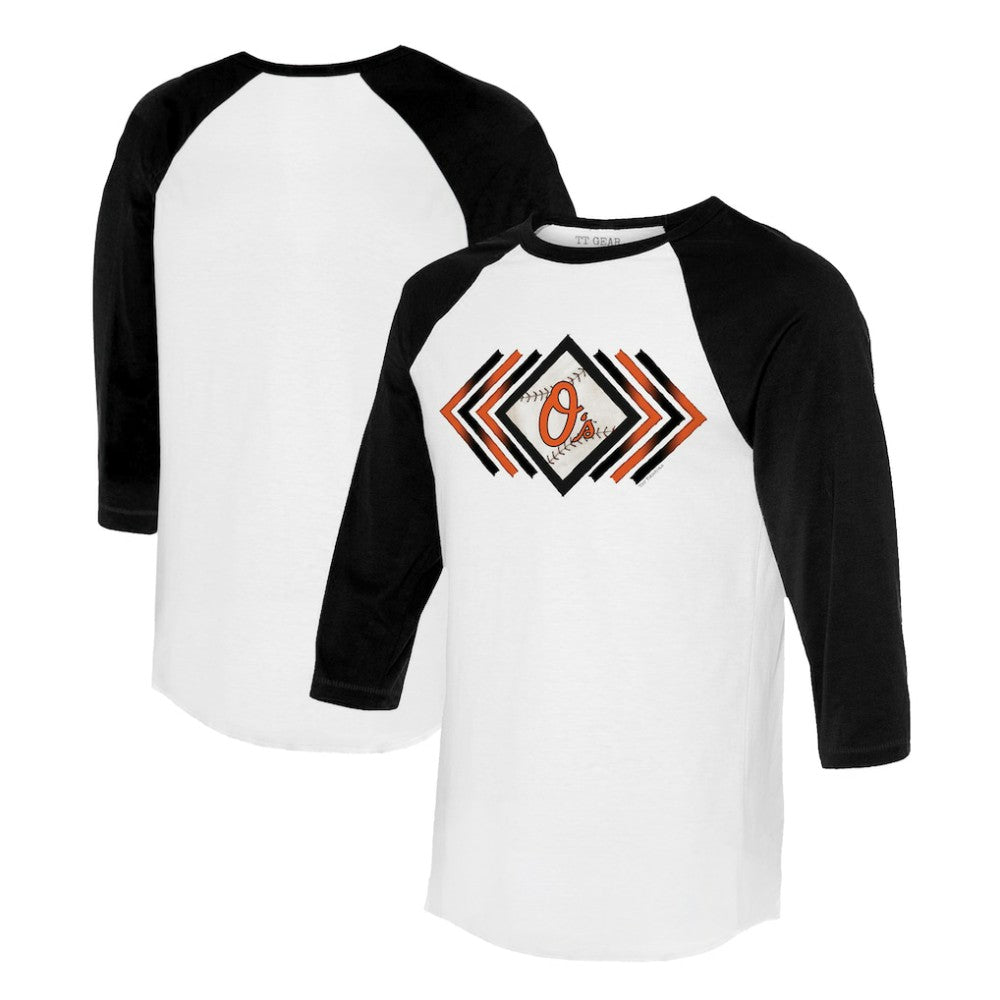 Baltimore Orioles Tiny Turnip Women's Prism Arrows 3/4-Sleeve Raglan T-Shirt - White