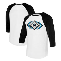 Miami Marlins Tiny Turnip Women's Prism Arrows 3/4-Sleeve Raglan T-Shirt - White