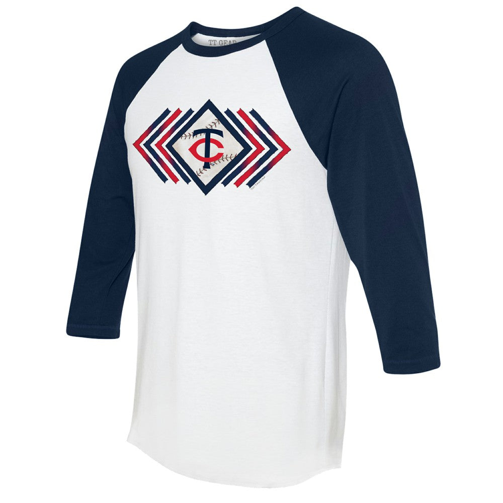 Minnesota Twins Tiny Turnip Women's Prism Arrows 3/4-Sleeve Raglan T-Shirt - White