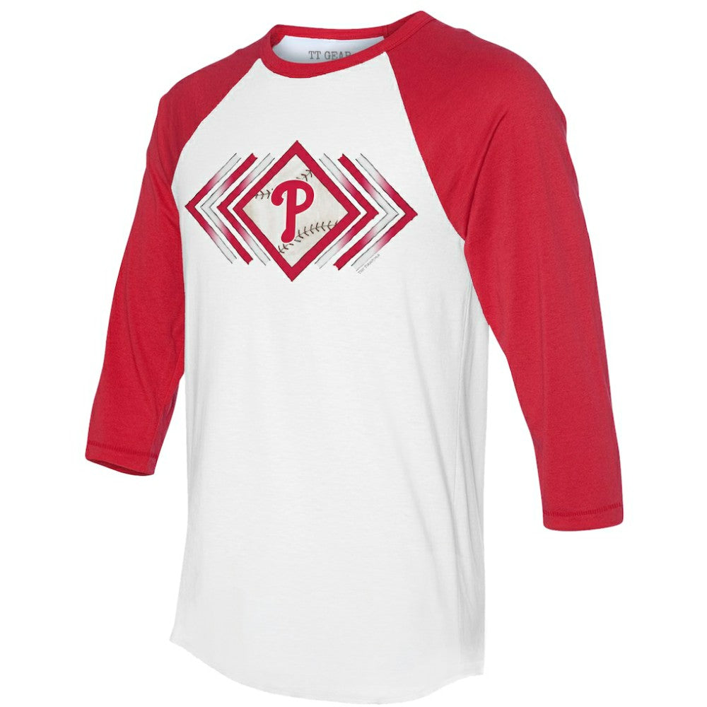 Philadelphia Phillies Tiny Turnip Women's Prism Arrows 3/4-Sleeve Raglan T-Shirt - White