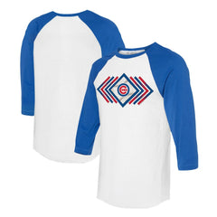 Chicago Cubs Tiny Turnip Women's Prism Arrows 3/4-Sleeve Raglan T-Shirt - White