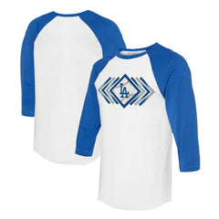 Los Angeles Dodgers Tiny Turnip Women's Prism Arrows 3/4-Sleeve Raglan T-Shirt - White