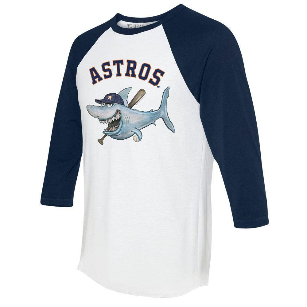 Houston Astros Tiny Turnip Women's Shark 3/4-Sleeve Raglan T-Shirt - White/Navy