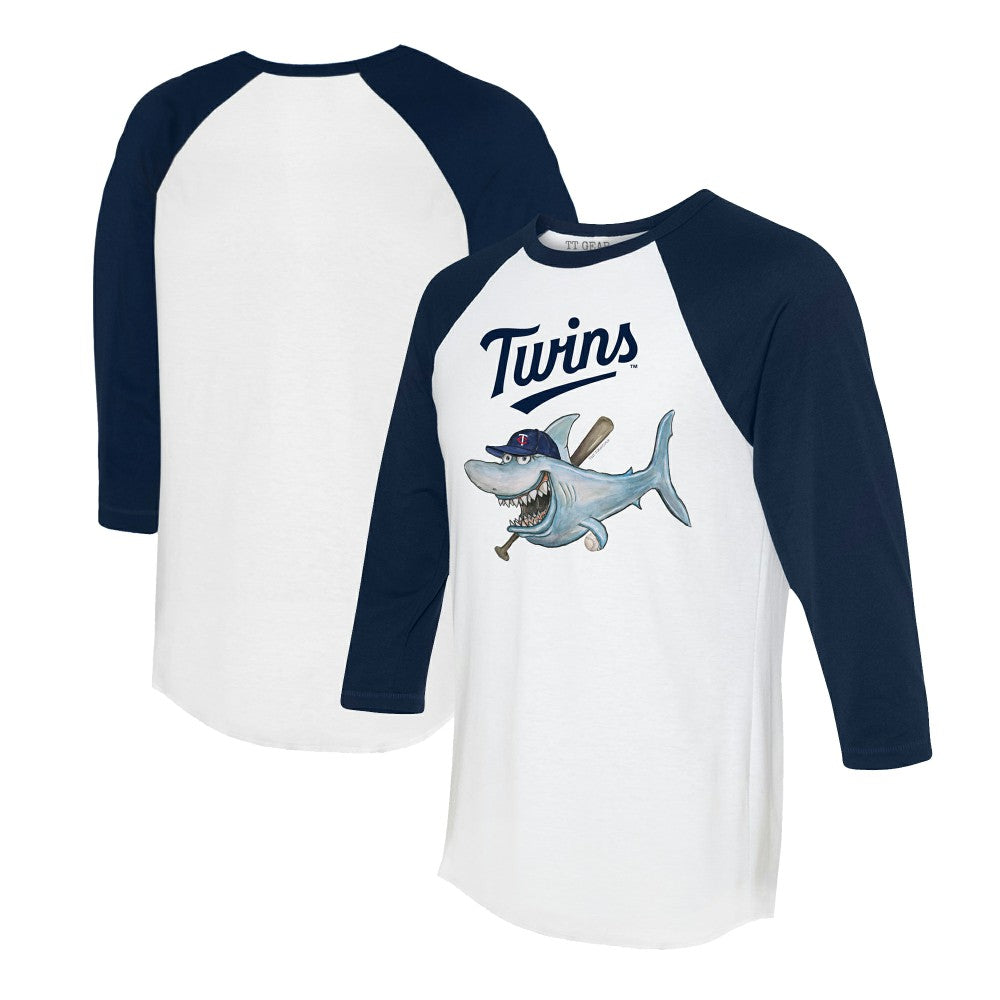 Minnesota Twins Tiny Turnip Women's Shark 3/4-Sleeve Raglan T-Shirt - White/Navy