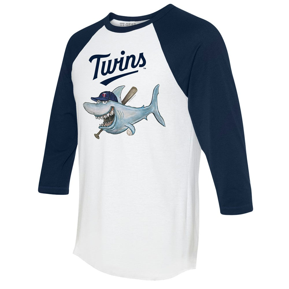 Minnesota Twins Tiny Turnip Women's Shark 3/4-Sleeve Raglan T-Shirt - White/Navy