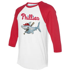 Philadelphia Phillies Tiny Turnip Women's Shark 3/4-Sleeve Raglan T-Shirt - White/Red