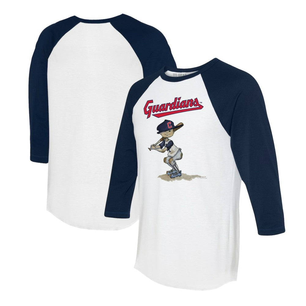 Cleveland Guardians Tiny Turnip Women's Slugger 3/4-Sleeve Raglan T-Shirt - White/Navy