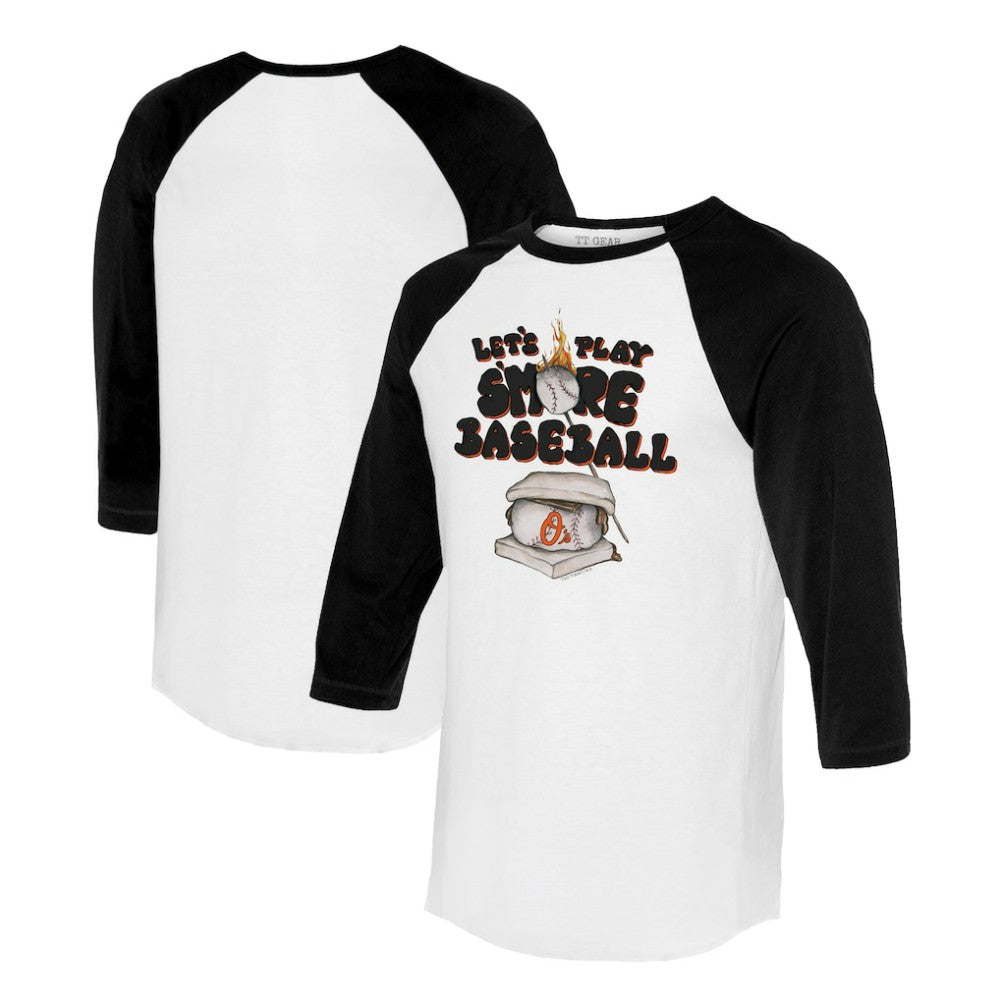 Baltimore Orioles Tiny Turnip Women's Smores 3/4-Sleeve Raglan T-Shirt - White/Black