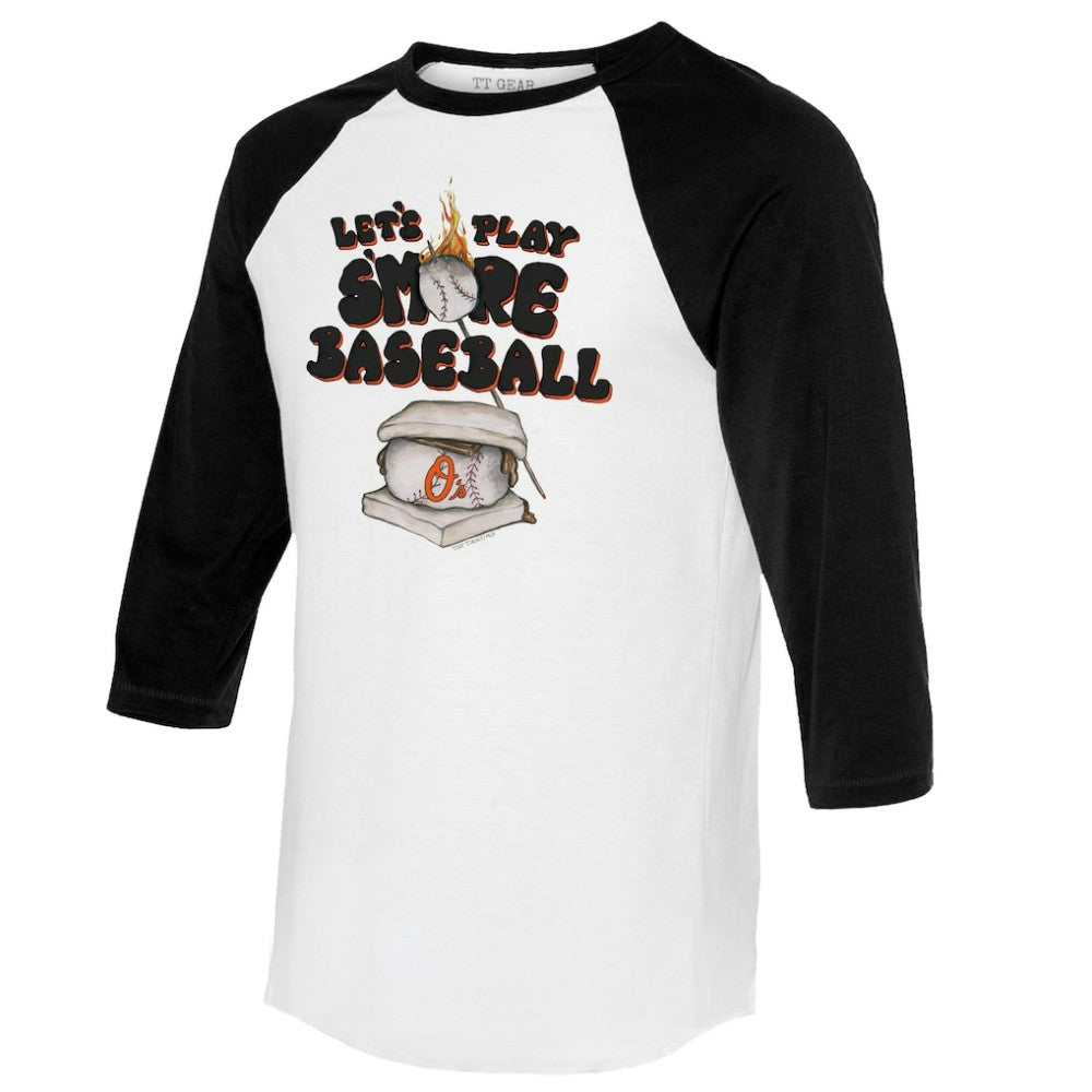 Baltimore Orioles Tiny Turnip Women's Smores 3/4-Sleeve Raglan T-Shirt - White/Black