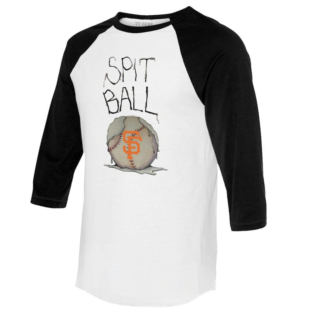 San Francisco Giants Tiny Turnip Women's Spit Ball 3/4-Sleeve Raglan T-Shirt - White/Black