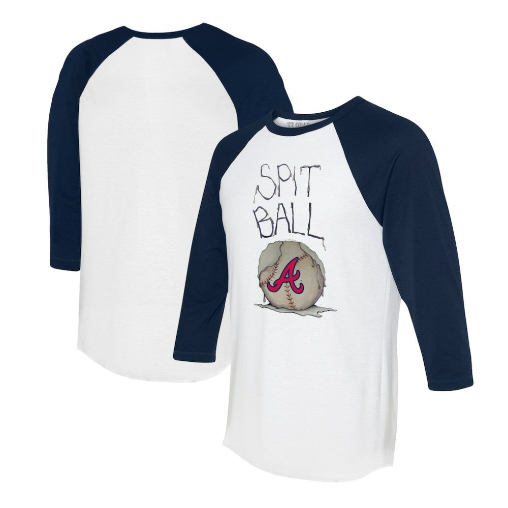 Atlanta Braves Tiny Turnip Women's Spit Ball 3/4-Sleeve Raglan T-Shirt - White/Navy
