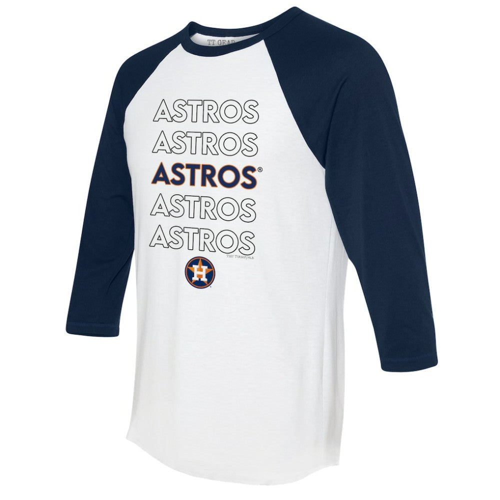 Houston Astros Tiny Turnip Women's Stacked 3/4-Sleeve Raglan T-Shirt - White/Navy