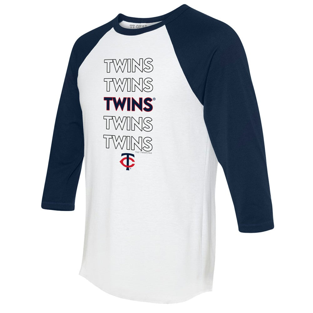 Minnesota Twins Tiny Turnip Women's Stacked 3/4-Sleeve Raglan T-Shirt - White/Navy