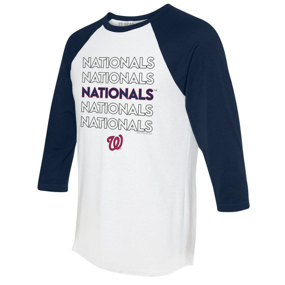 Washington Nationals Tiny Turnip Unisex Stacked 3/4-Sleeve Raglan T-Shirt - White/Navy