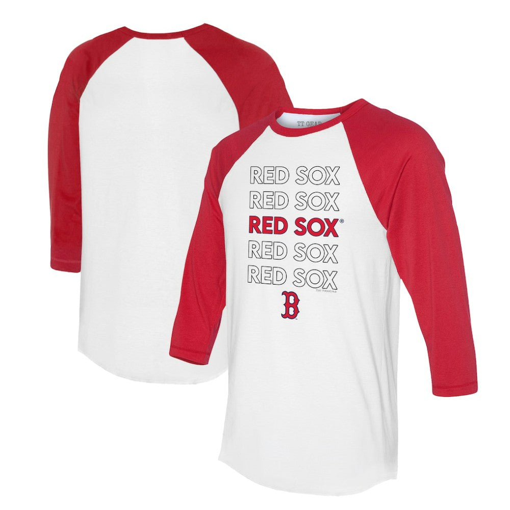 Boston Red Sox Tiny Turnip Unisex Stacked 3/4-Sleeve Raglan T-Shirt - White/Red