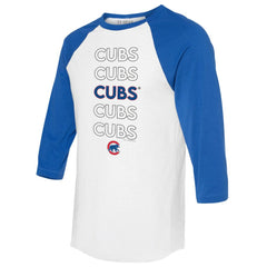 Chicago Cubs Tiny Turnip Unisex Stacked 3/4-Sleeve Raglan T-Shirt - White/Royal