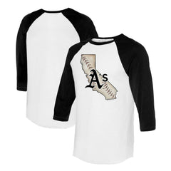 Athletics Tiny Turnip Unisex State Outline 3/4-Sleeve Raglan T-Shirt - White/Black