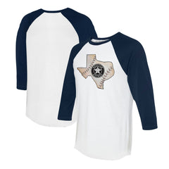 Houston Astros Tiny Turnip Unisex State Outline 3/4-Sleeve Raglan T-Shirt - White/Navy