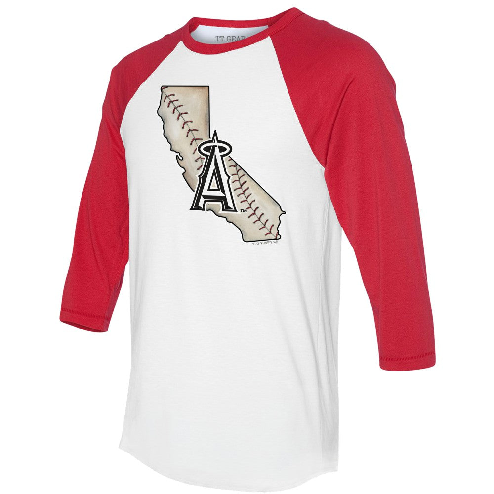 Los Angeles Angels Tiny Turnip Unisex State Outline 3/4-Sleeve Raglan T-Shirt - White/Red