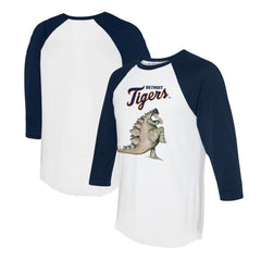 Detroit Tigers Tiny Turnip Unisex Stega 3/4-Sleeve Raglan T-Shirt - White/Navy