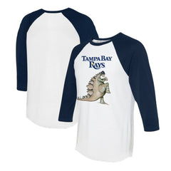 Tampa Bay Rays Tiny Turnip Unisex Stega 3/4-Sleeve Raglan T-Shirt - White/Navy