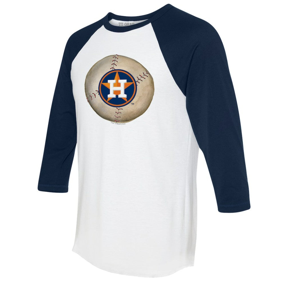 Houston Astros Tiny Turnip Unisex Stitched Baseball 3/4-Sleeve Raglan T-Shirt - White/Navy