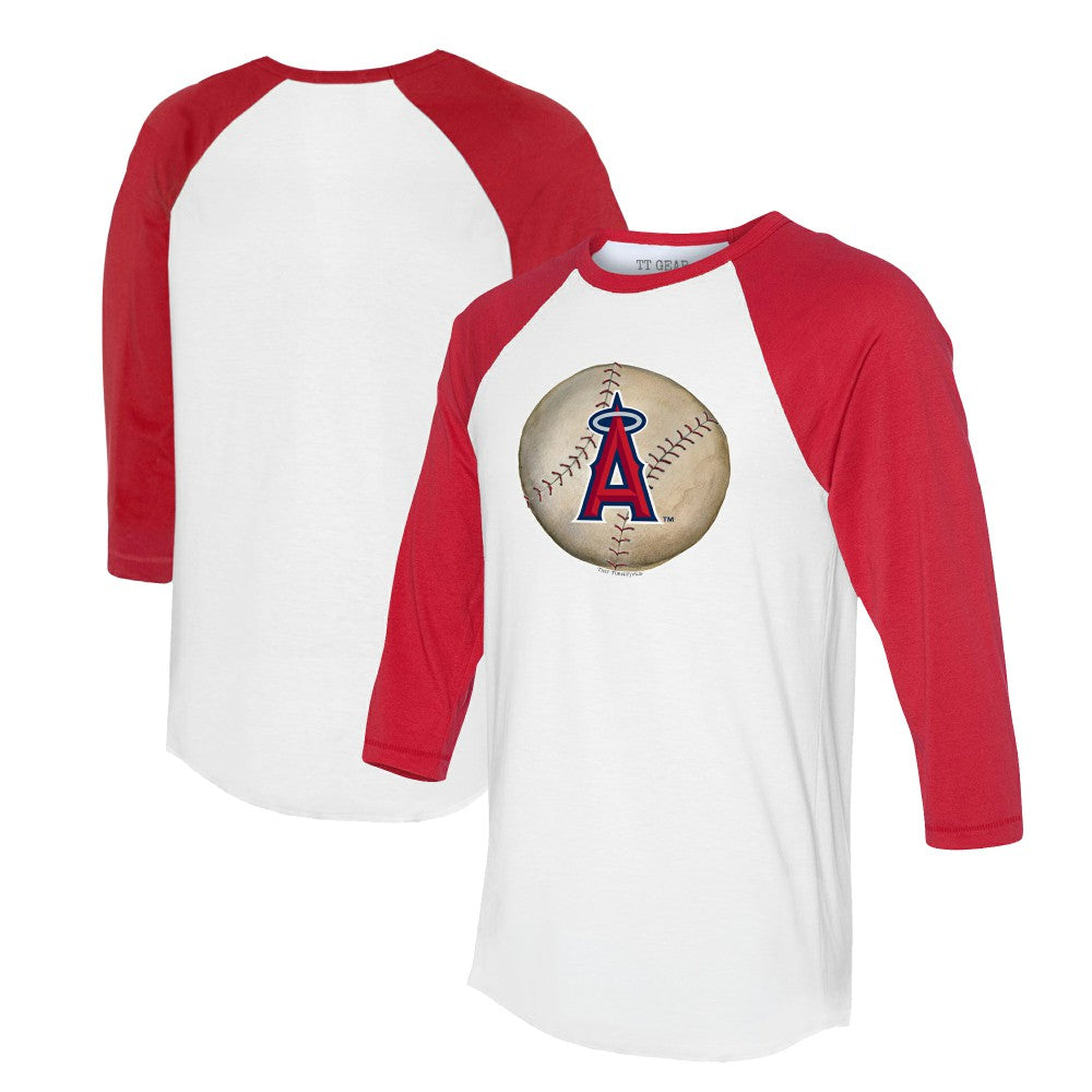 Los Angeles Angels Tiny Turnip Unisex Stitched Baseball 3/4-Sleeve Raglan T-Shirt - White/Red