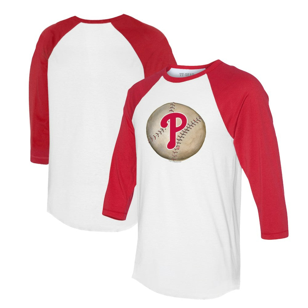 Philadelphia Phillies Tiny Turnip Unisex Stitched Baseball 3/4-Sleeve Raglan T-Shirt - White/Red