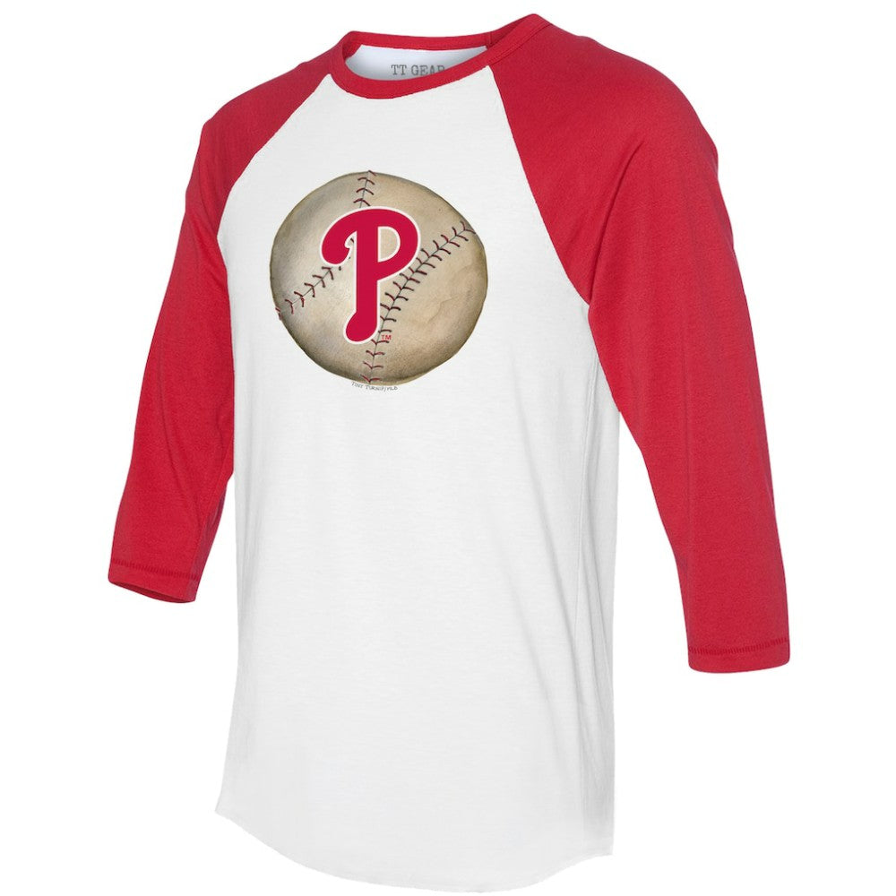Philadelphia Phillies Tiny Turnip Unisex Stitched Baseball 3/4-Sleeve Raglan T-Shirt - White/Red
